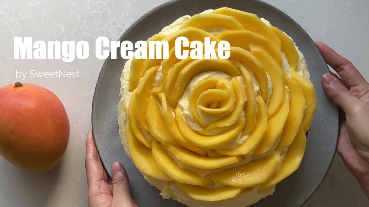 Mango Cream Cake - soft vanilla cake with delicious mango cream and top with sweet mango.