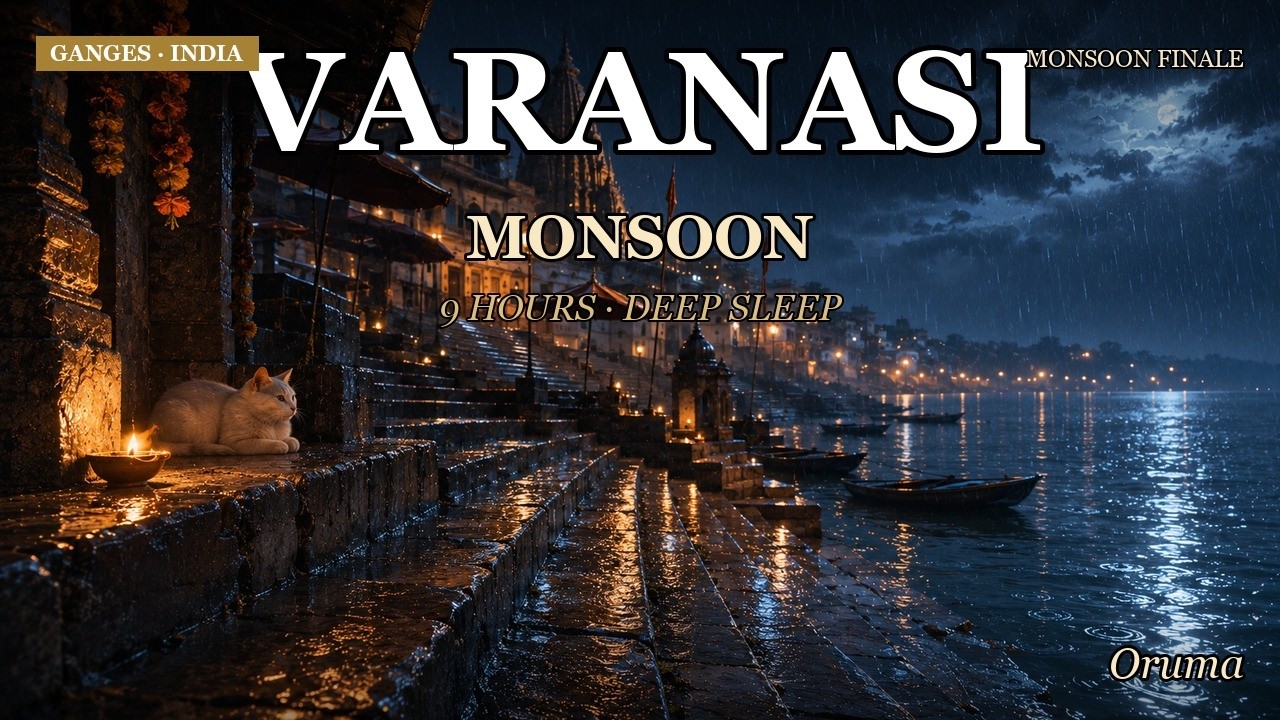 Varanasi Monsoon &middot; Rain over the Ganges, India | Deep Sleep, Insomnia | 9 Hours