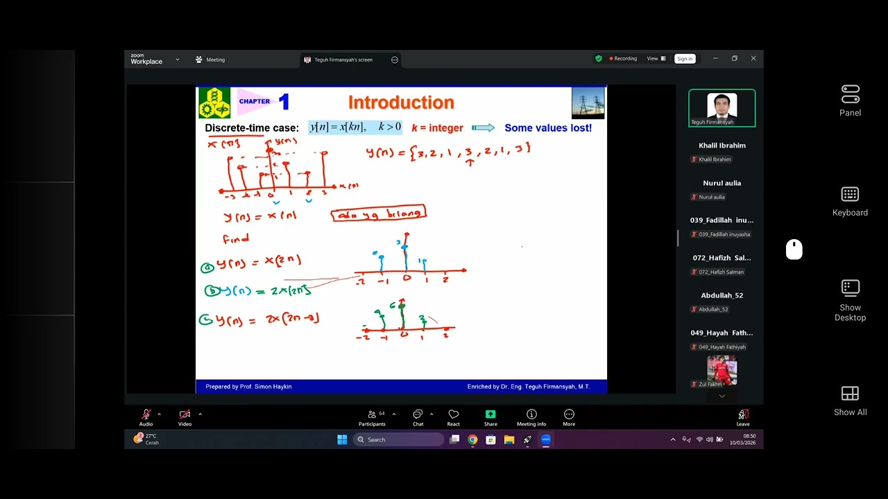 Kb pertemuan ke 2 mata kuliah pengolahan sinyal digital, bersama pak Teguh Firmansyah