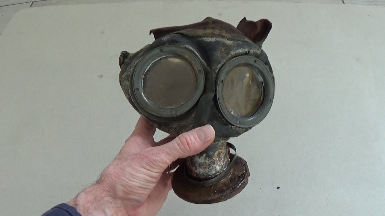 WW2 German gas mask found inside a tree