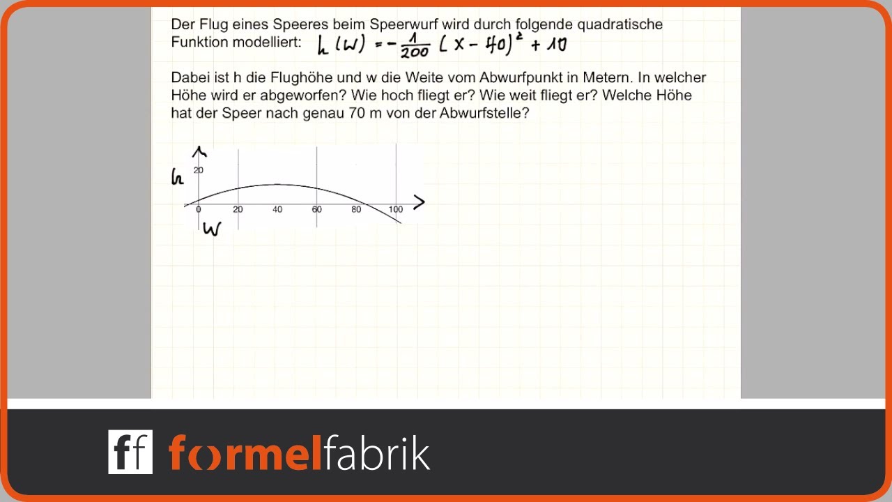 Quadratische Funktionen: Textaufgabe Speerwurf