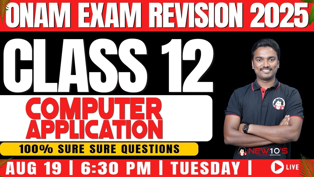 PLUS TWO COMMERCE COMPUTER APPLICATION || ONAM EXAM 2025 SURE QUESTION DISCUSSION || NEW10'S