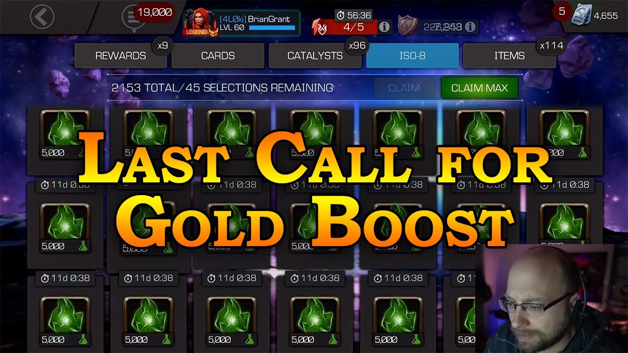 Открытие всех золотых кристаллов + продажа ISO с усилением | Marvel Contest of Champions