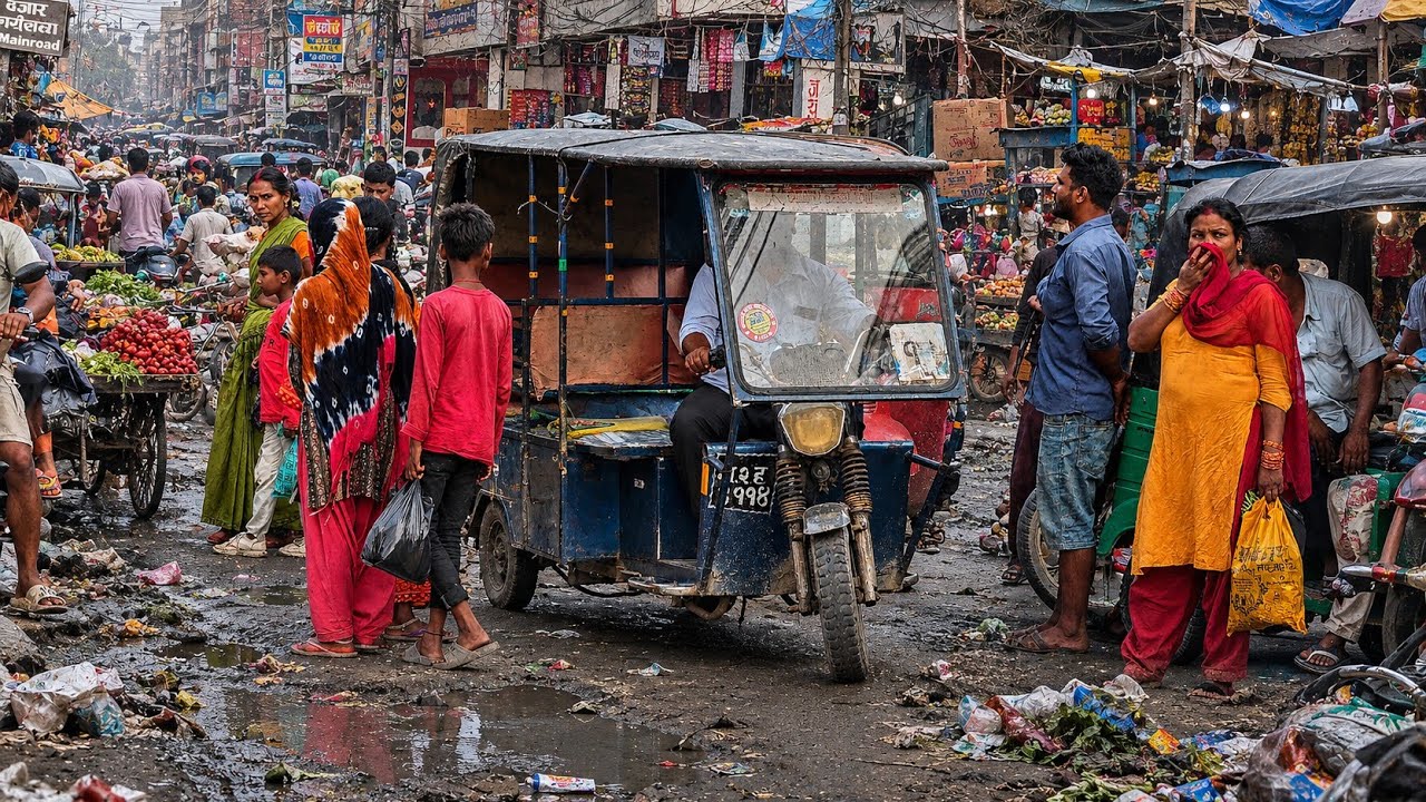 Indian Street Market 4K 🇮🇳 | Busy Poor Village Lifestyle 