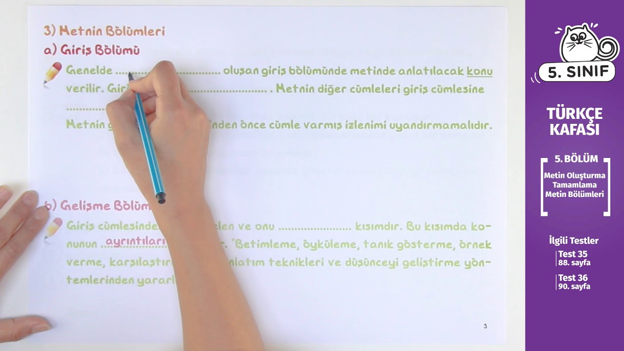5. Sınıf Türkçe Ders #18 - Metin Oluşturma Tamamlama Metin Bölümleri