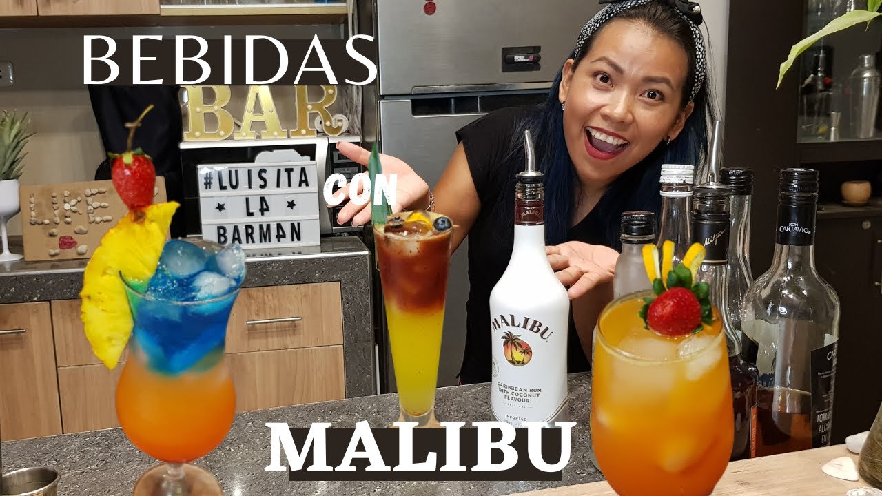 🍹3 Cocteles con (MALIBU) BAHAMA MAMA😋(cocteles con RON) prepáralos fácil y deliciosos😋🍸