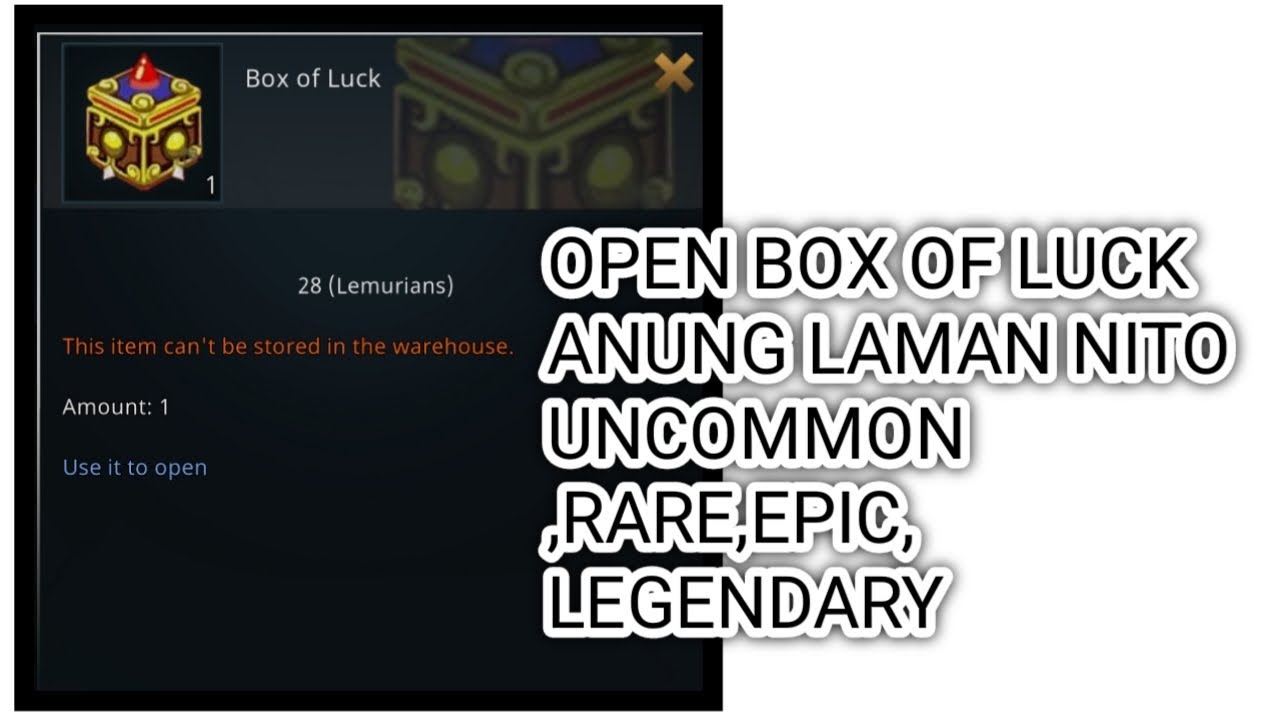LEMURIA LEGEND BOX OF LUCK DROP ITEM