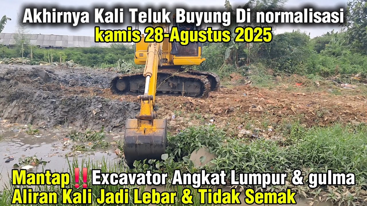 Mantap‼️ Excavator Angkat sendimen Lumpur & Gulma || Aliran Kali Jadi Terang & Lebar #dedimulyadi