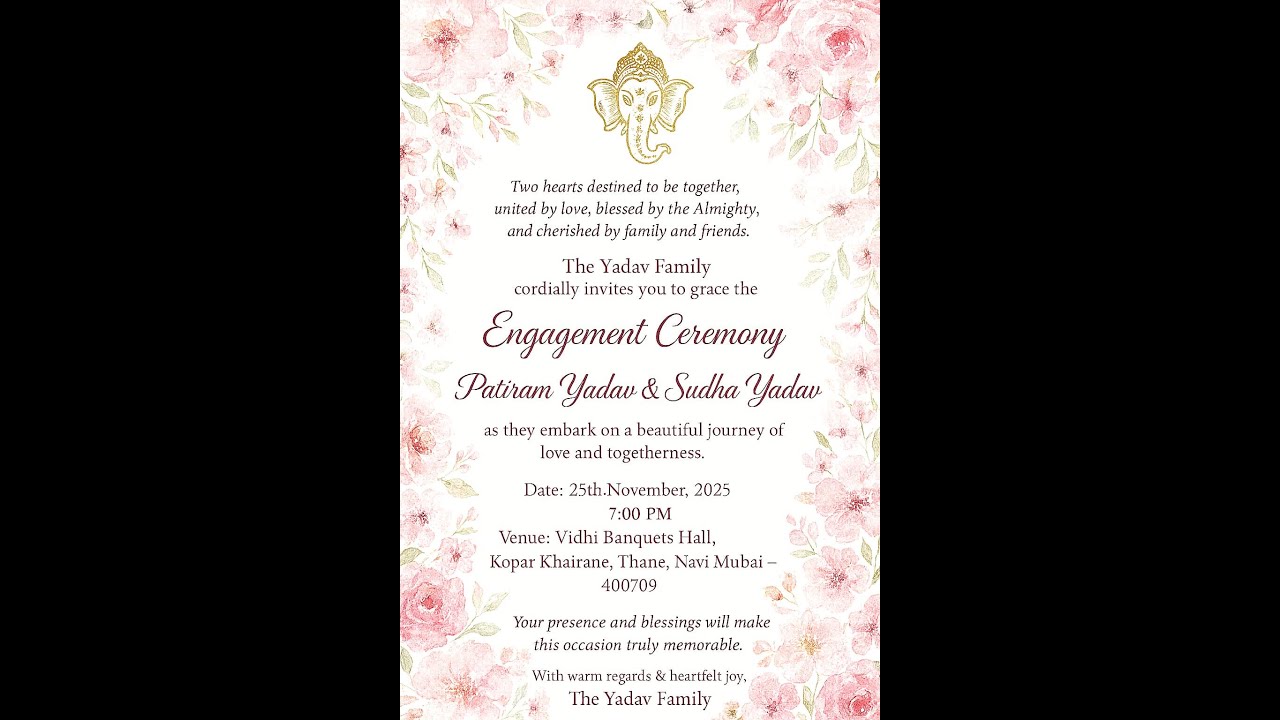 Patiram & Sudha Engagement Video Yadav Family Ring Ceremony at koperkhairane on 25 November 2025 7pm