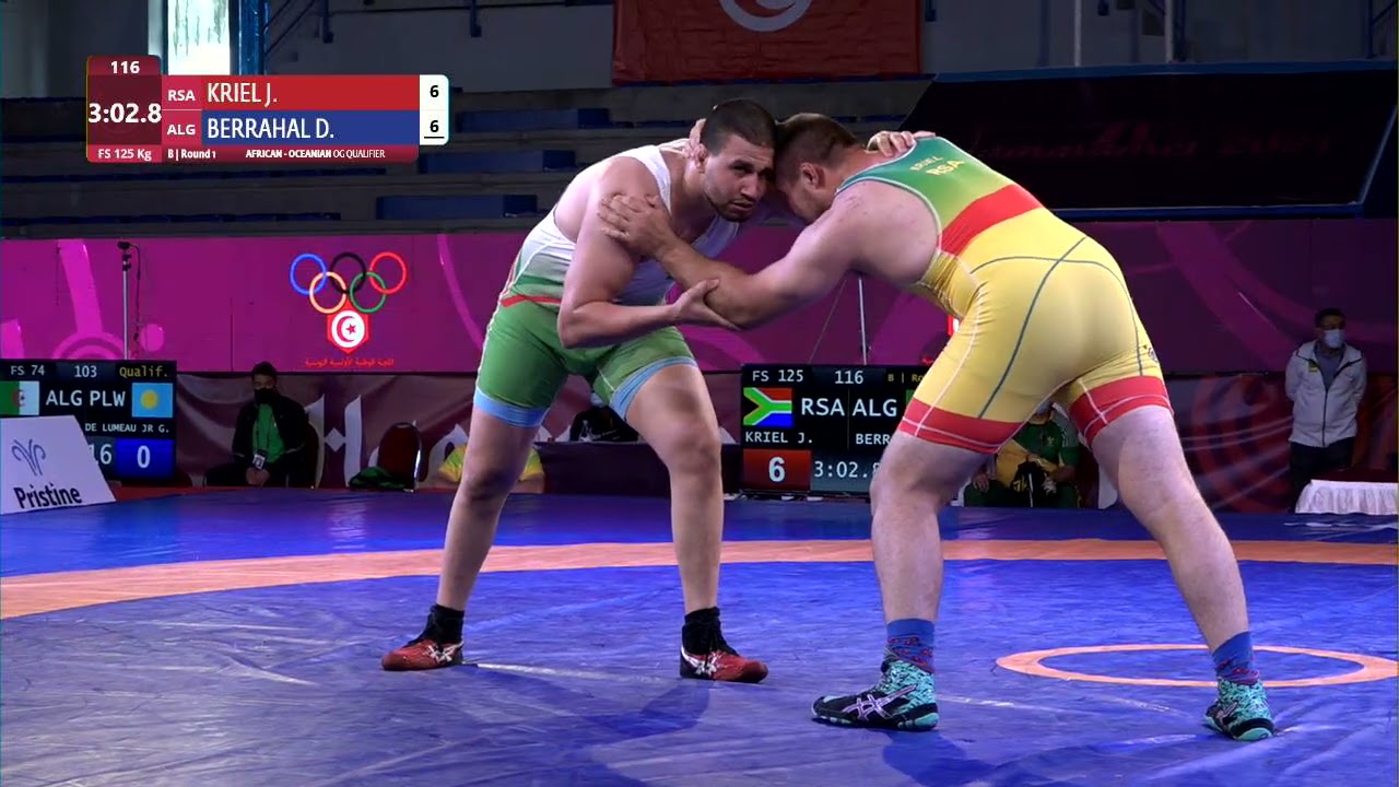 Round 1 FS - 125 kg: J. KRIEL (RSA) v. D. BERRAHAL (ALG)