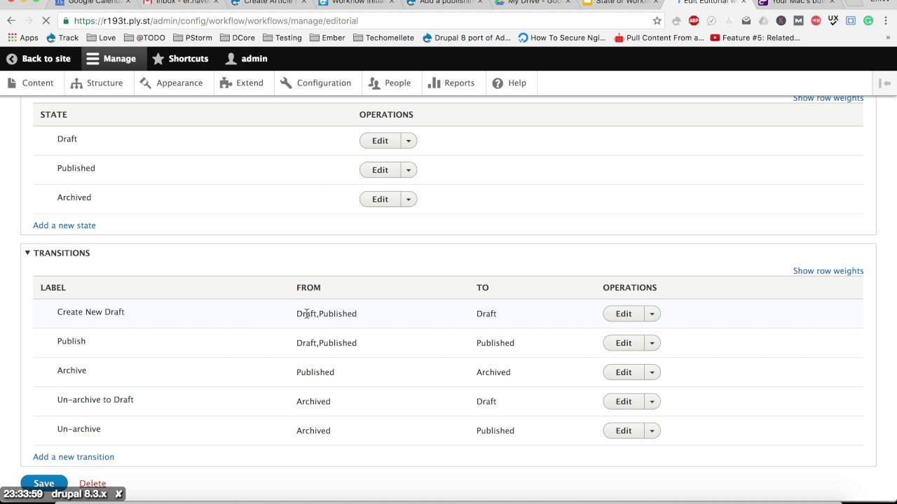 Drupal 8 workflows module