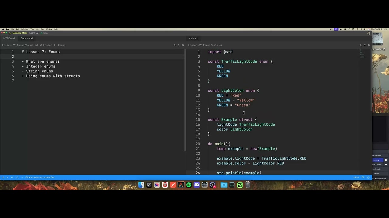 Learn Programming With EZ Lang: Enums