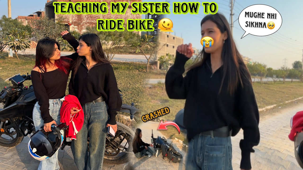 TEACHING HER HOW TO RIDE A BIKE ll SHE STARTED CRYING 🥺ll CRASHED 💔