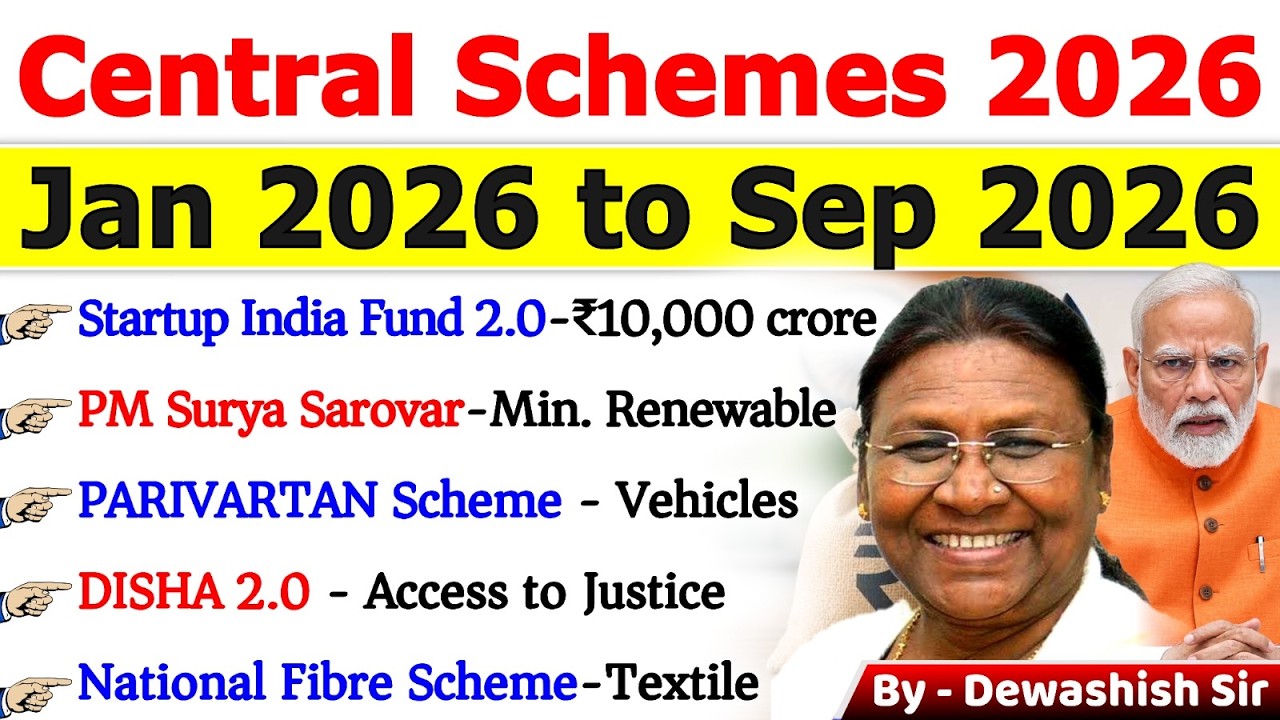 Central Government Schemes 2026 🔥 | Jan&ndash;Sep 2026 | Most Important MCQs | One Shot Revision