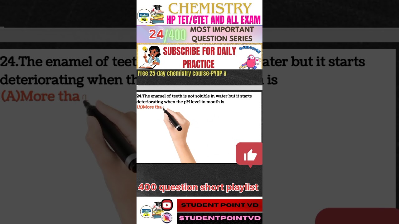 chemistry- hp tet most important question#hptet2024 #hptetnonmedical #chemistryquiz #ctet2024 #hptet