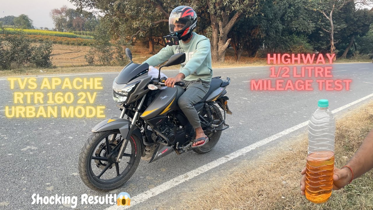 New 2023 TVS Apache RTR 160 2V Mileage Test Video || Urban mode || 1/2 Litre || Empty Tank