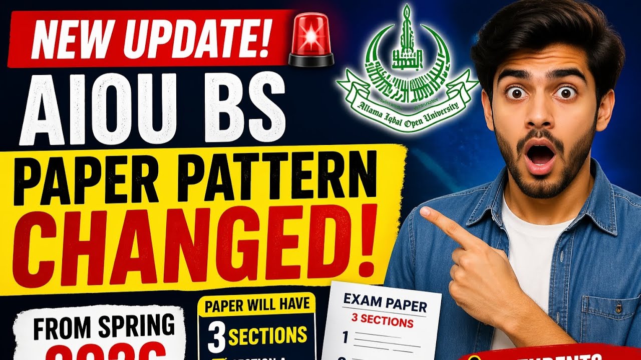Open University Changes BS Paper Pattern 2026 | Big Update for Student#AIOU#PaperPattern2026