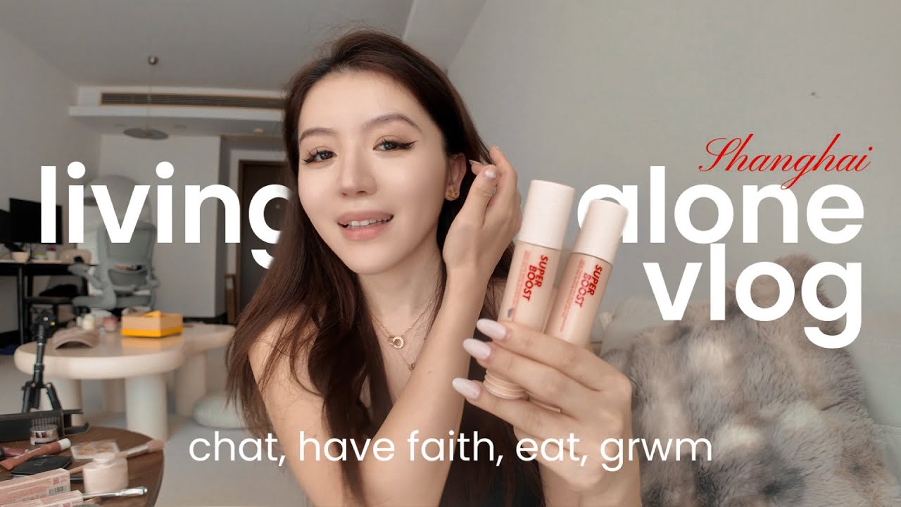 living alone vlog ☁️  lots of eating and food🍔🍤, grwm