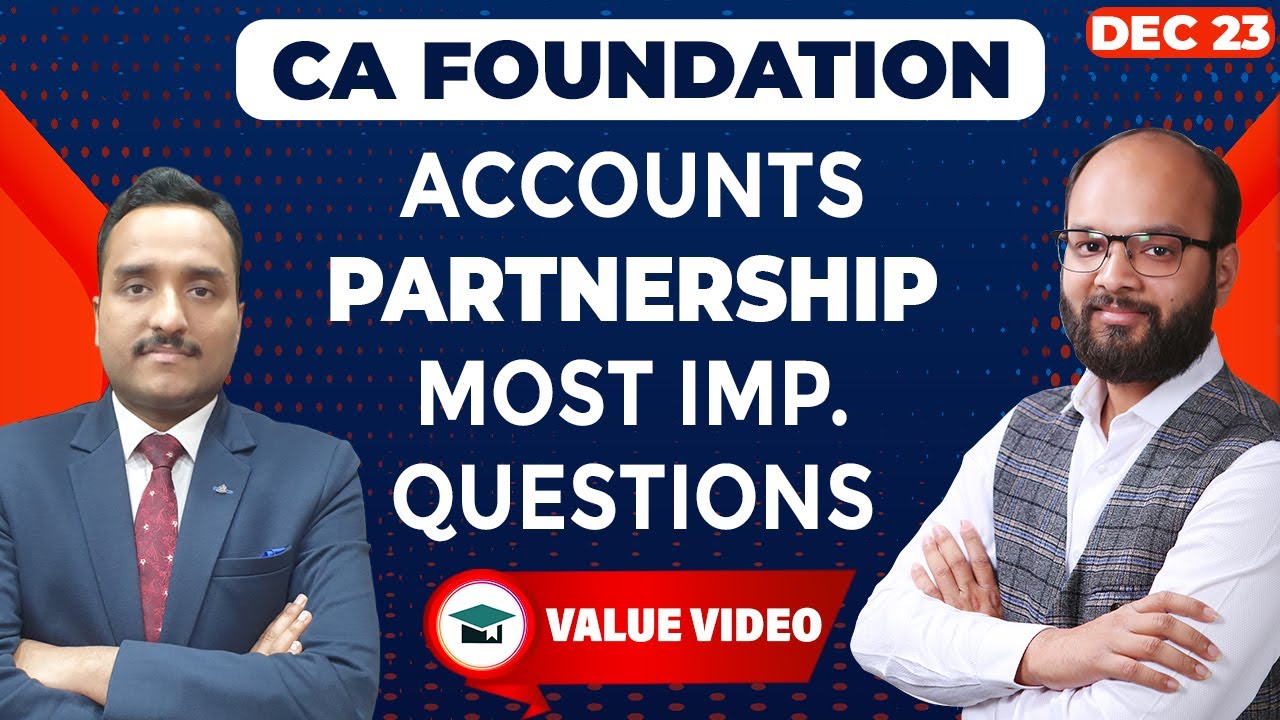 Partnership Important Questions | CA Foundation Accounts | CA Foundation June 24 | ICAI Exams 2024