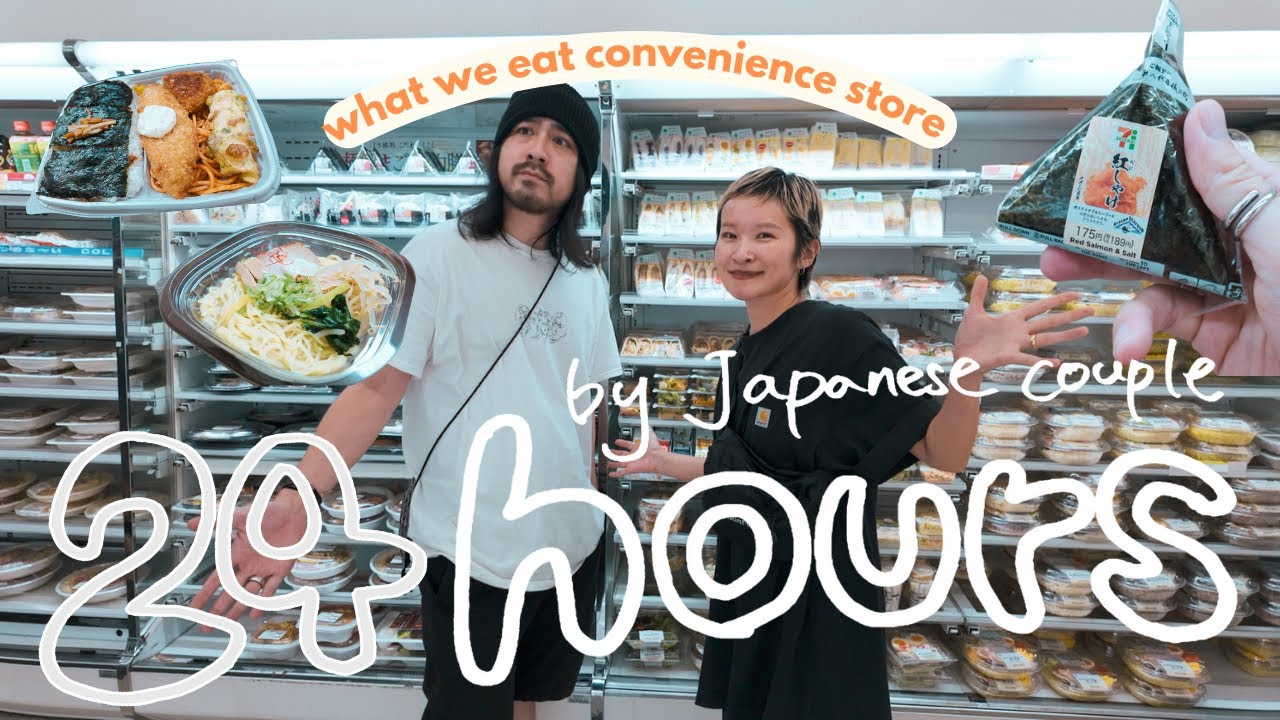 24 hours eating ONLY convenience store food in Japan by Japanese couple