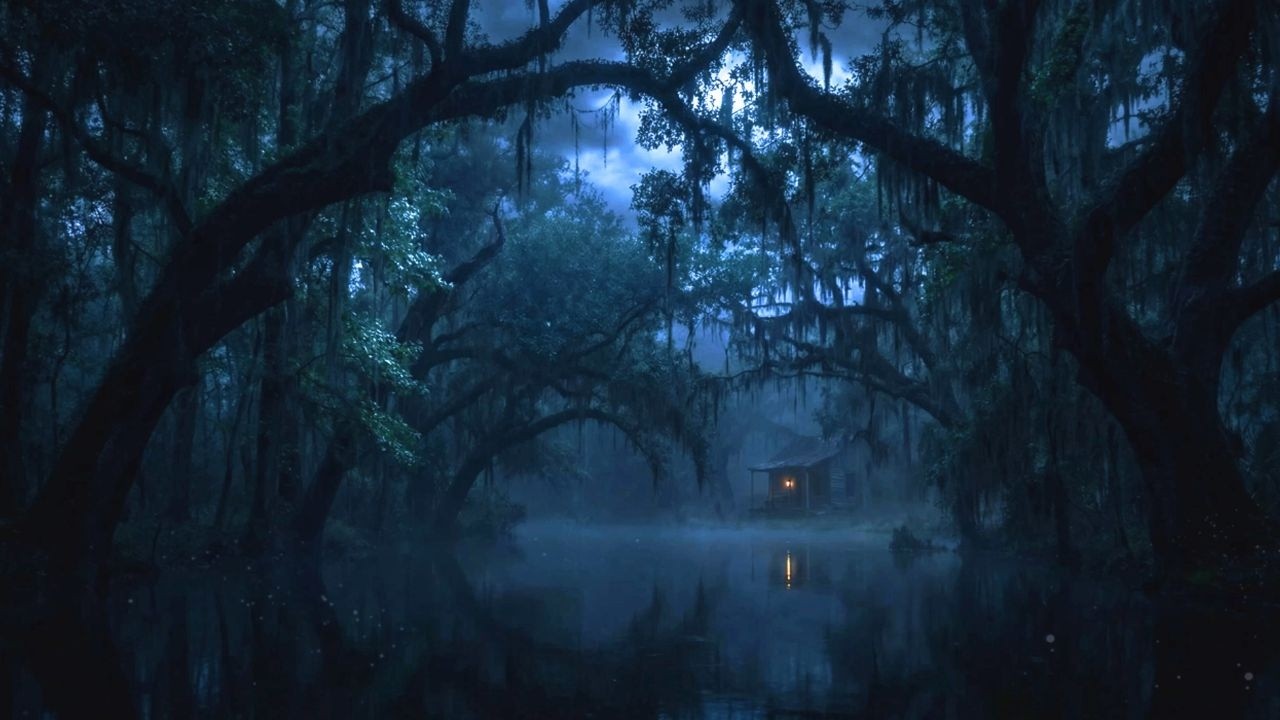 Moonlit Bayou Sounds | Crickets, Frogs, & Gentle Water | Sounds of the Swamp | 8 Hours for Sleep