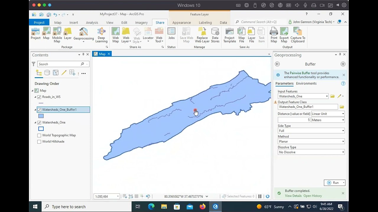 arcGISpro buffer on polygons and lines