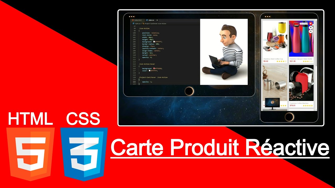 Conception d&rsquo;interface utilisateur et carte de produit r&eacute;active - Mod&egrave;les HTML & CSS
