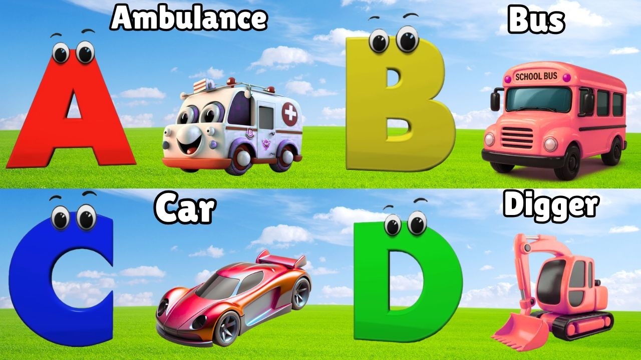 ABC Song Phonics, Transportation Song, ABC Song, Alphabet Educational Song A to Z for kids