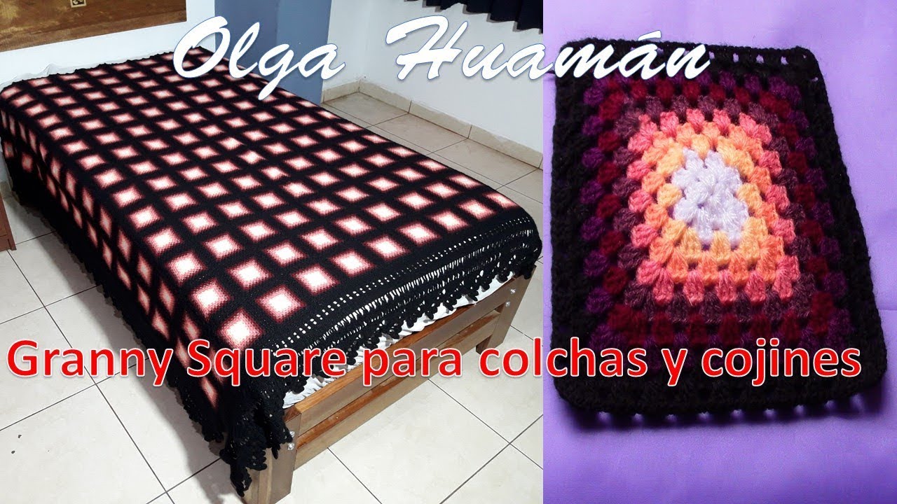 Granny Square tejido a crochet para colchas, cubrecamas y cojines paso a paso