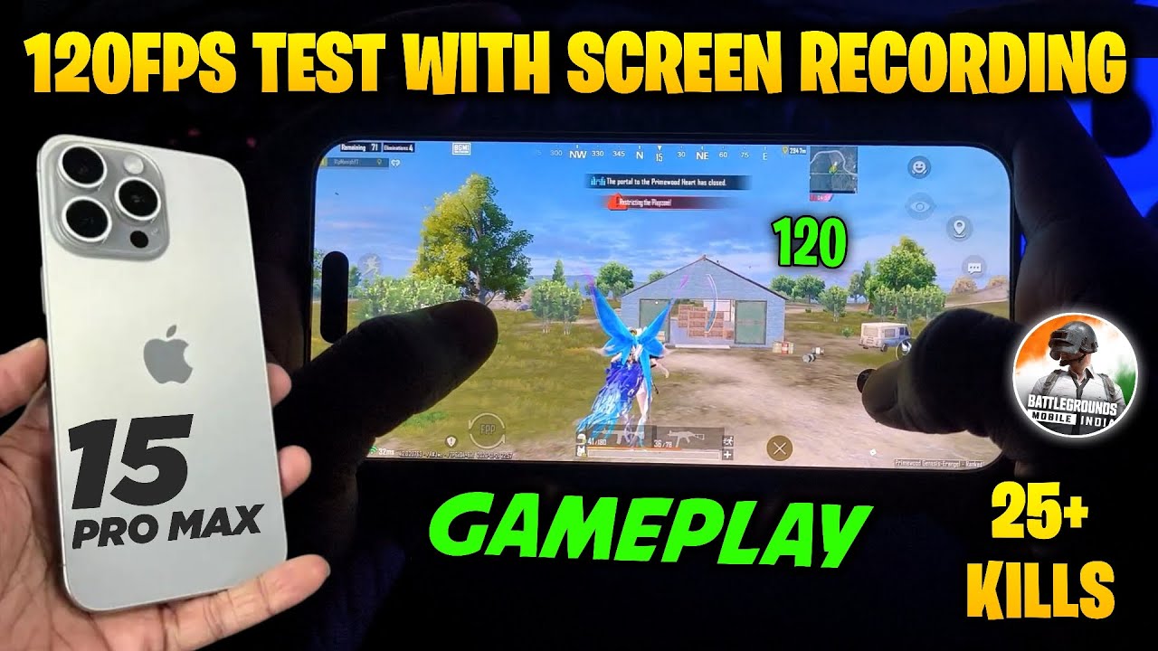 iPhone 15 Pro Max BGMI 120FPS Test with Screen Recording 🔥 | Ultra Smooth Gameplay + 25+ Kills