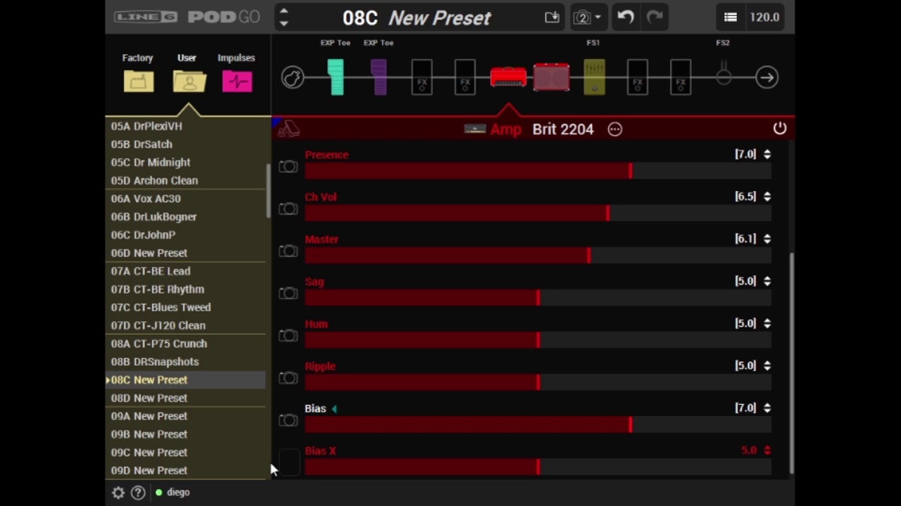 Line 6 Pod Go Snapshots como hacer un preset desde cero que va desde clean a lead