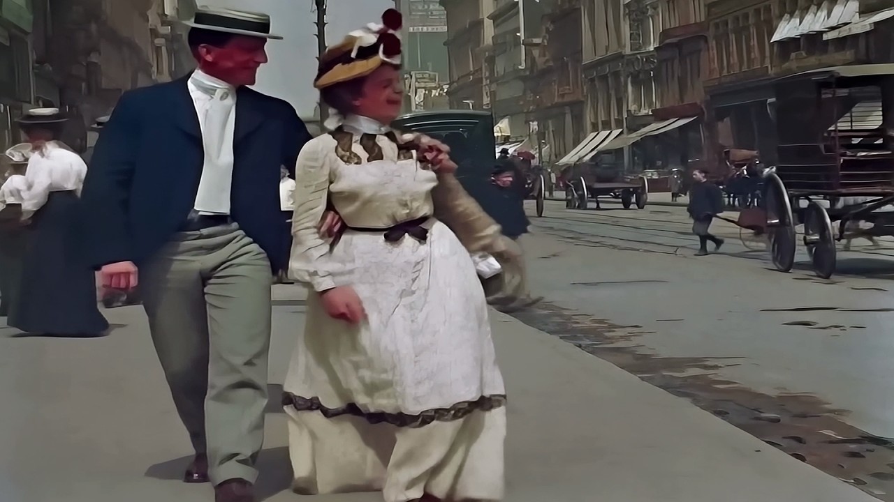 Нью-Йорк 1900-х годов &mdash; расширенная цветокоррекция (новая версия 4K &mdash; 2026) со звуковым оформлением.