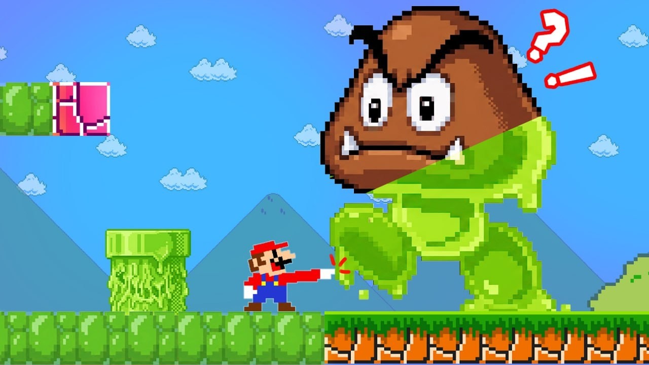 What If Everything Mario Touches Turns To Slime in Super Mario Bros.