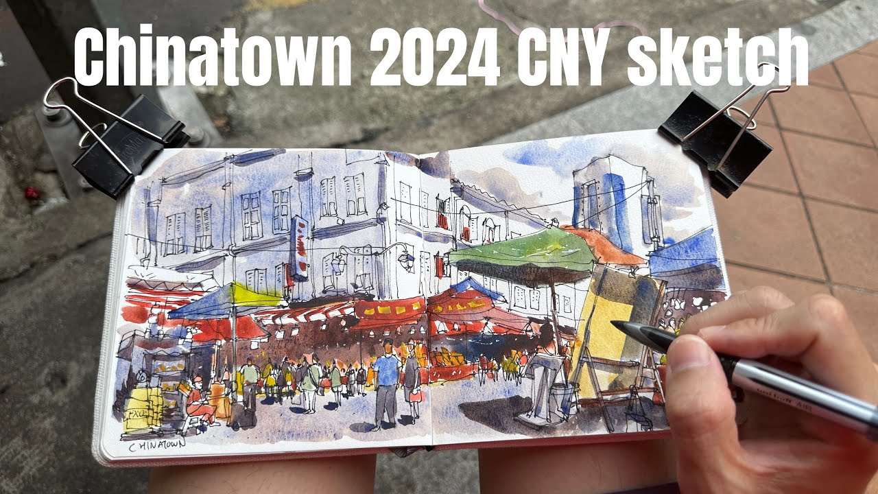 Sketching at Chinatown Singapore before CNY 2024