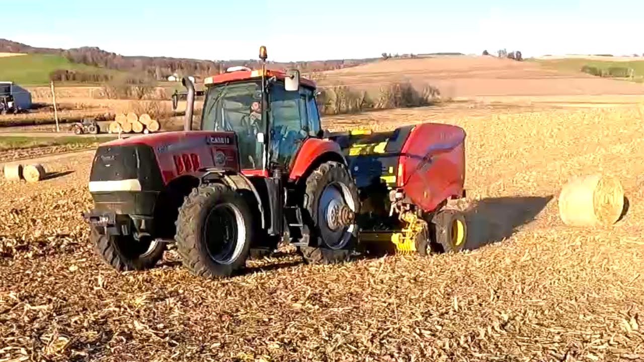 Baling Corn Stalks For Bedding on a Small Family Owned Dairy Farm! 2023 Harvest Season!