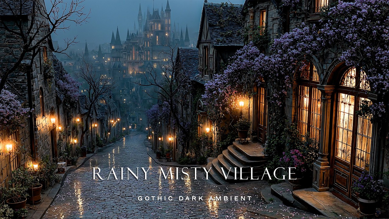 Studying in a Rainy Misty Village | Dark Academia Piano & Rain Ambience for Focus