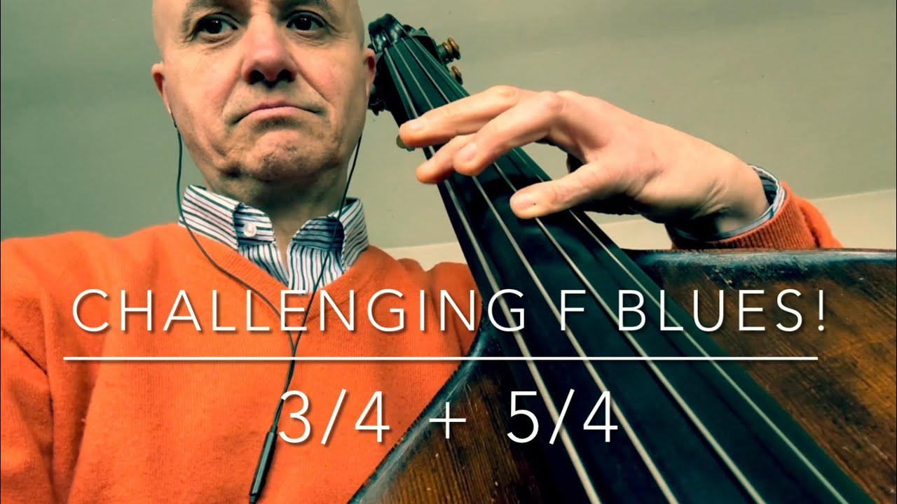 Challenging F Blues 3/4 + 5/4 Bass Line Play Along Backing Track 