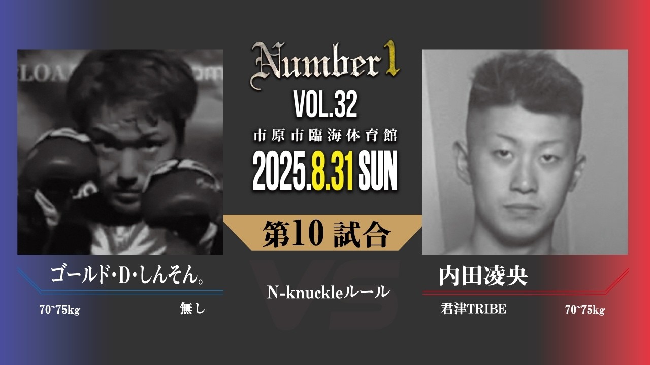 ゴールド・D・しんそん。（フリー）vs 内田凌央（君津TRIBE）｜Number1 vol.32｜第10試合｜N-knuckleルール
