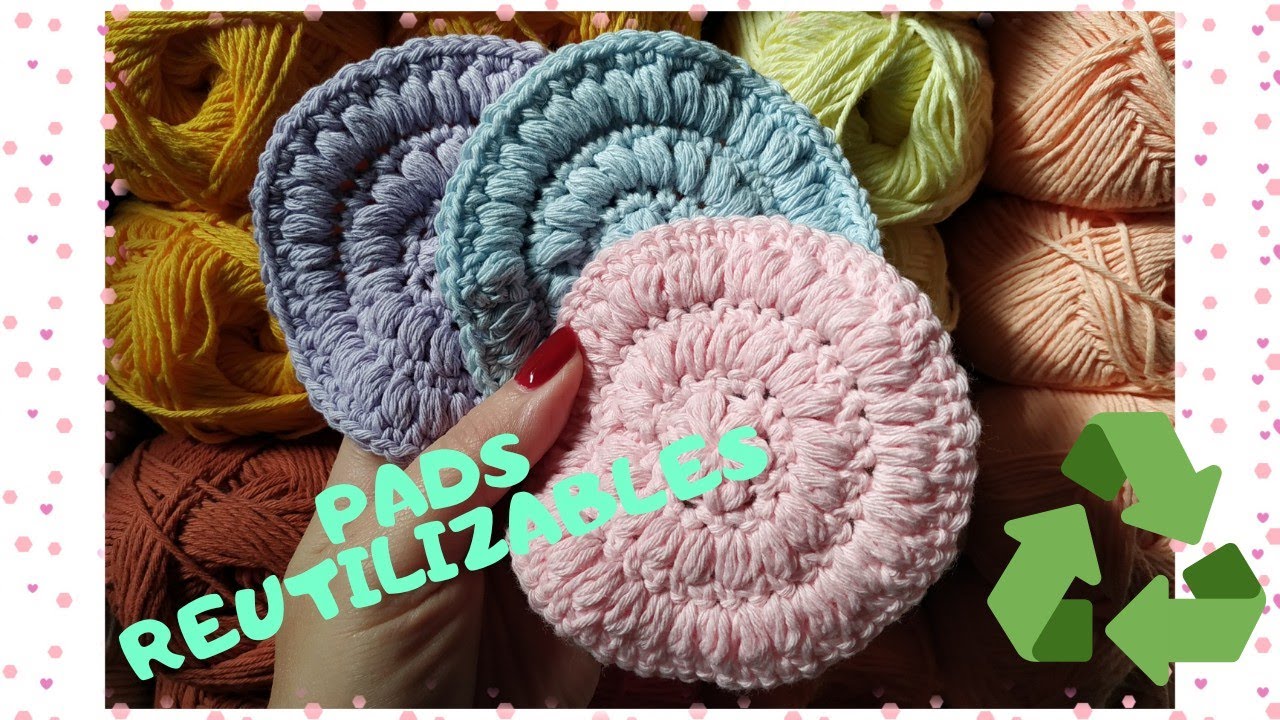 Pads/discos desmaquillantes reutilizables 100% algodón al crochet