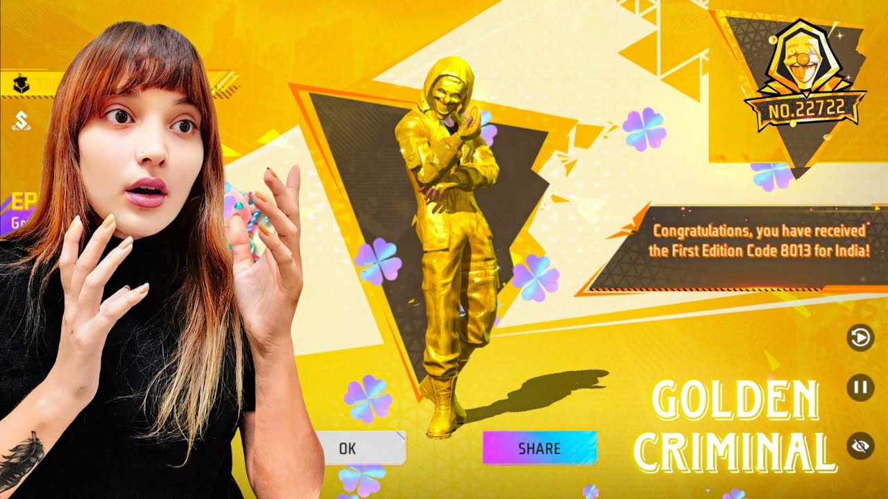 I GOT GOLDEN CRIMINAL 0001 🤯🔥 300000 💎 Wasted ? - Free Fire Max