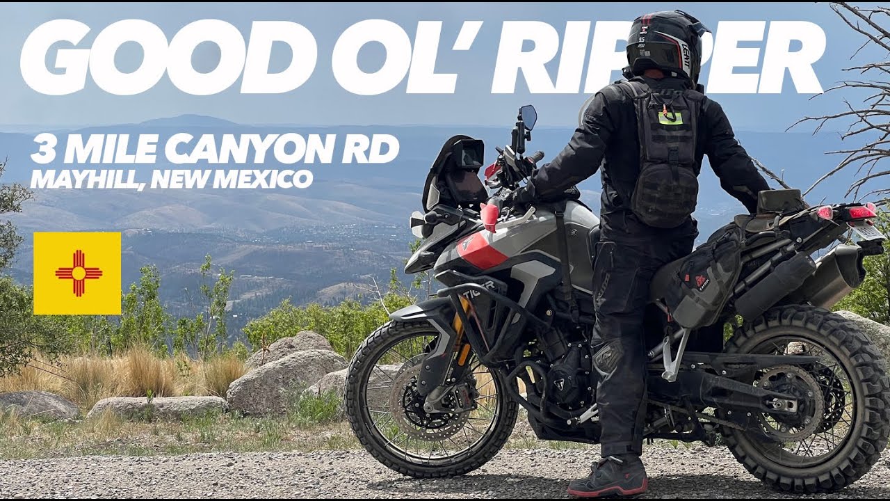 Tiger 900 Rally Pro Ripping Through 3 Mile Canyon Road Outside of Cloudcroft, New Mexico