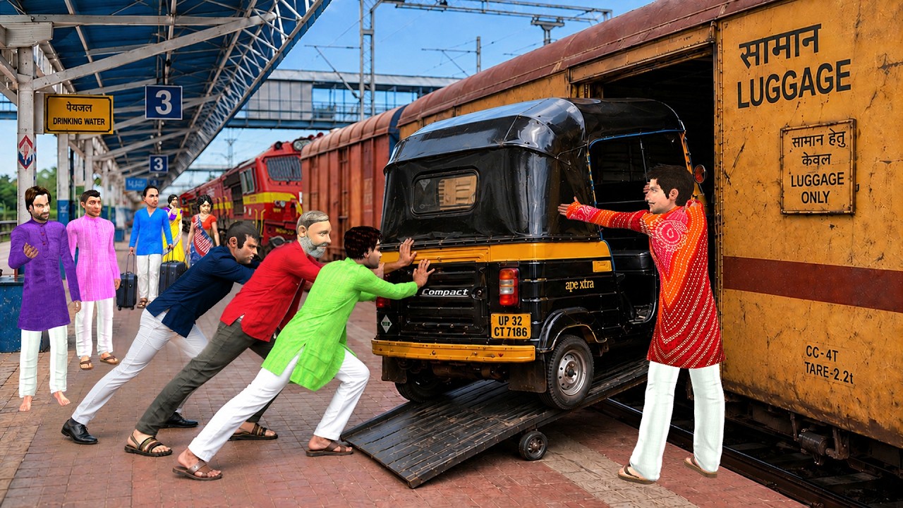 Railway Luggage Coach में Auto Rickshaw Funny Hindi Kahani