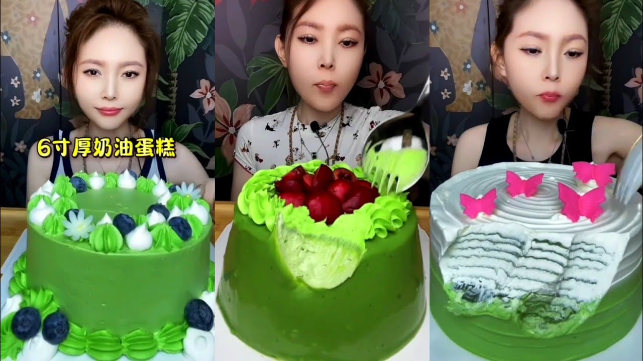 ASMR🍵MATCHA Mille Crepe Cake Mukbang🍰Soft Cream Delight | Eating 말차 먹기 #asmr #delicious #foodlover 