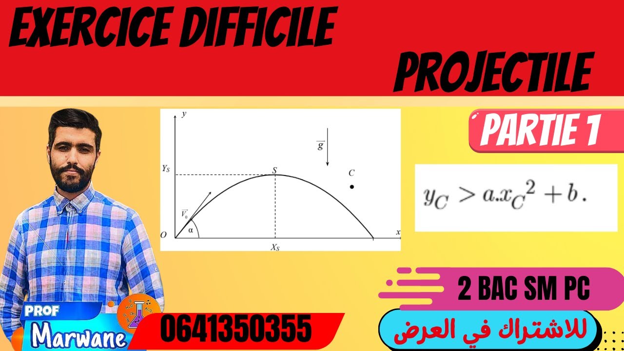 Exercice Difficile dans le mouvement Plan -Projectile -2 BAC SM PC-