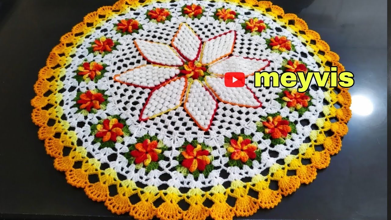 Tapete a crochet paso a paso (Modelo N°8)| tapete grande con flores a crochet