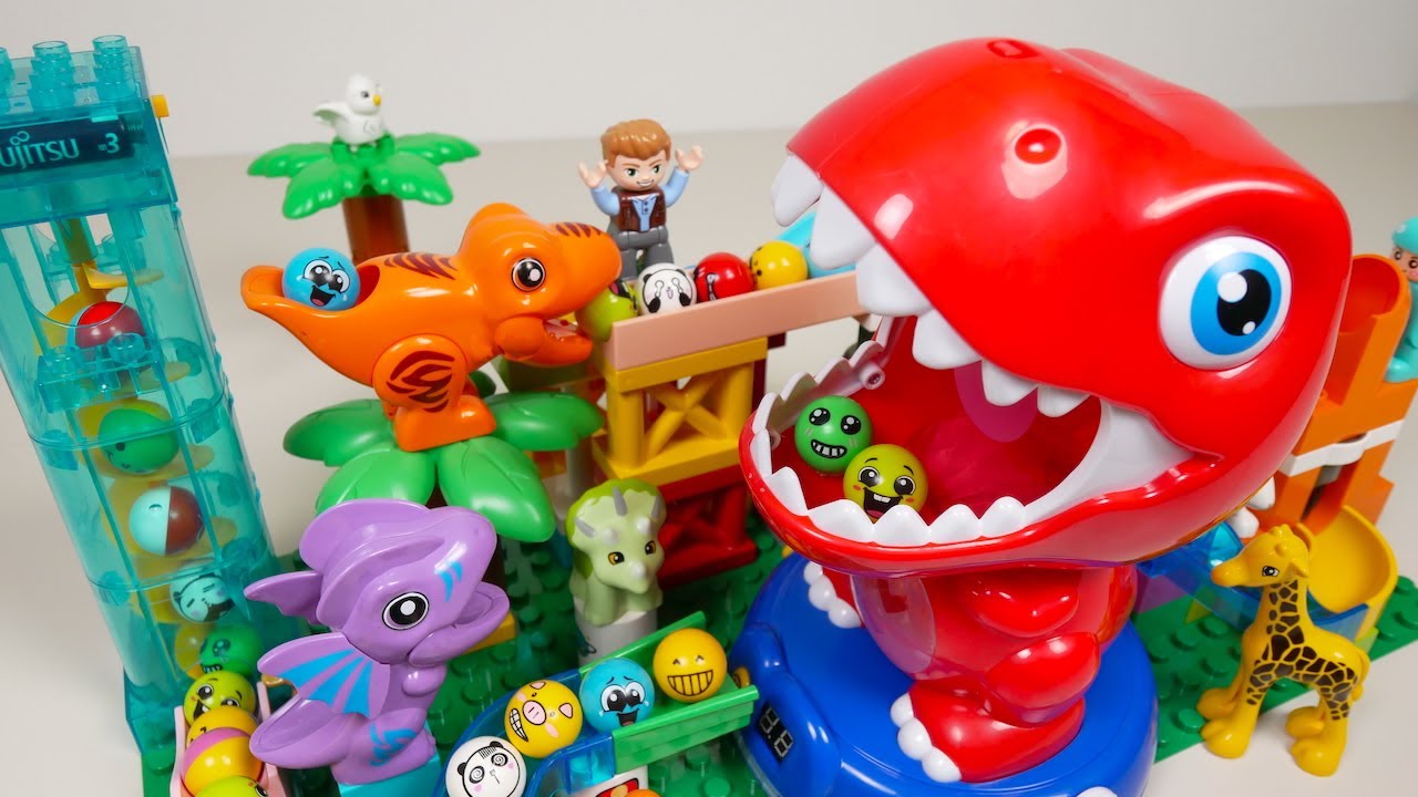 Satisfying Marble Run ASMR ☆ Building Blocks Red big dinosaur course