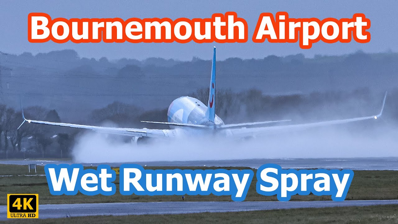 WET RUNWAY Water Spray | BOURNEMOUTH AIRPORT | Planespotting