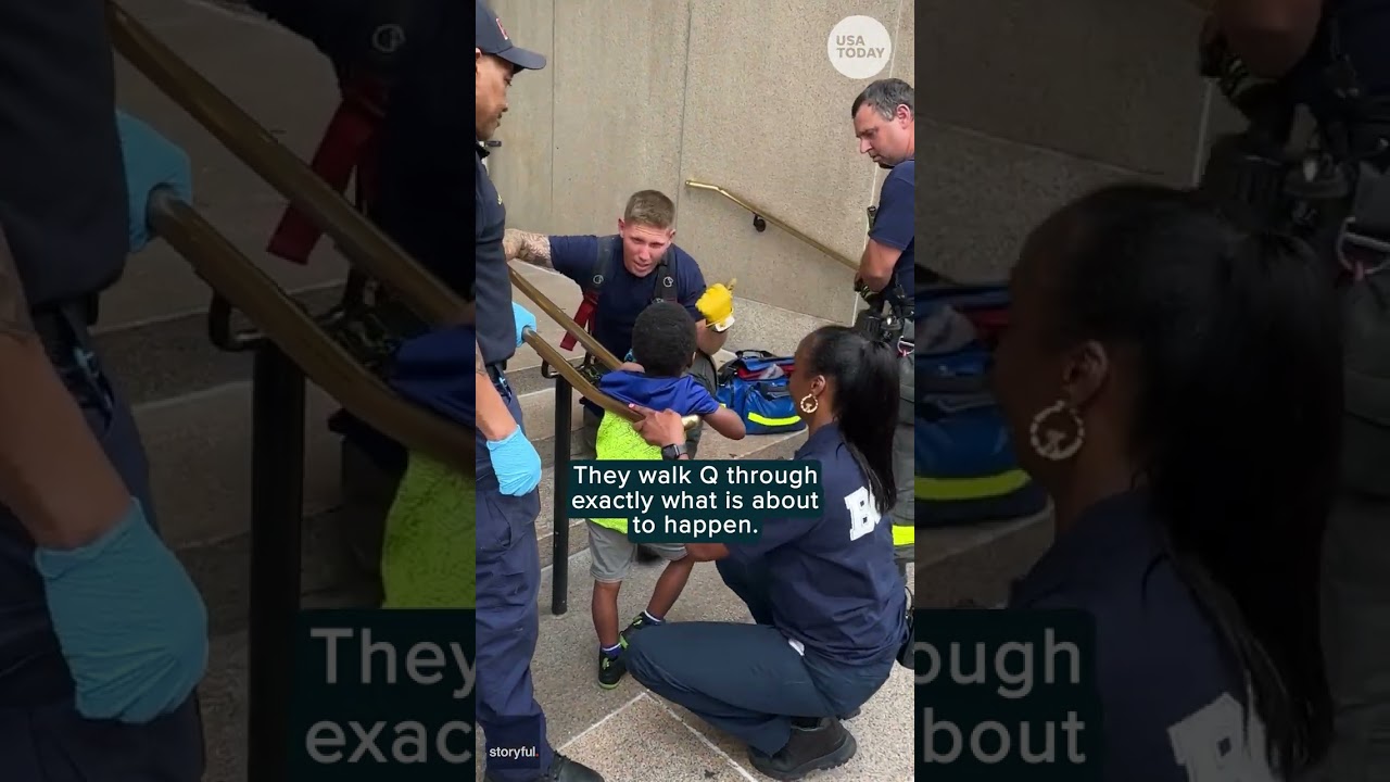 A child stuck in a handrail is safely rescued by Baltimore firefighters