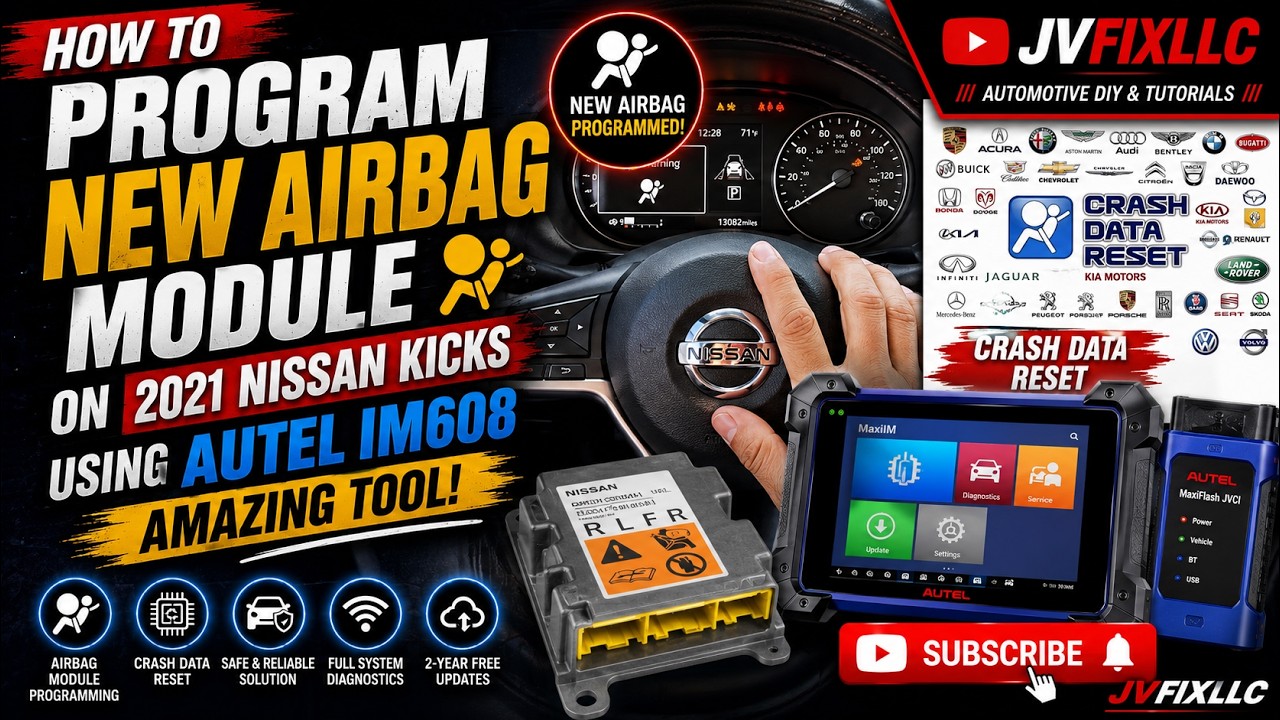 How to program NEW Airbag module on 2021 Nissan Kicks using Autel IM608 ,