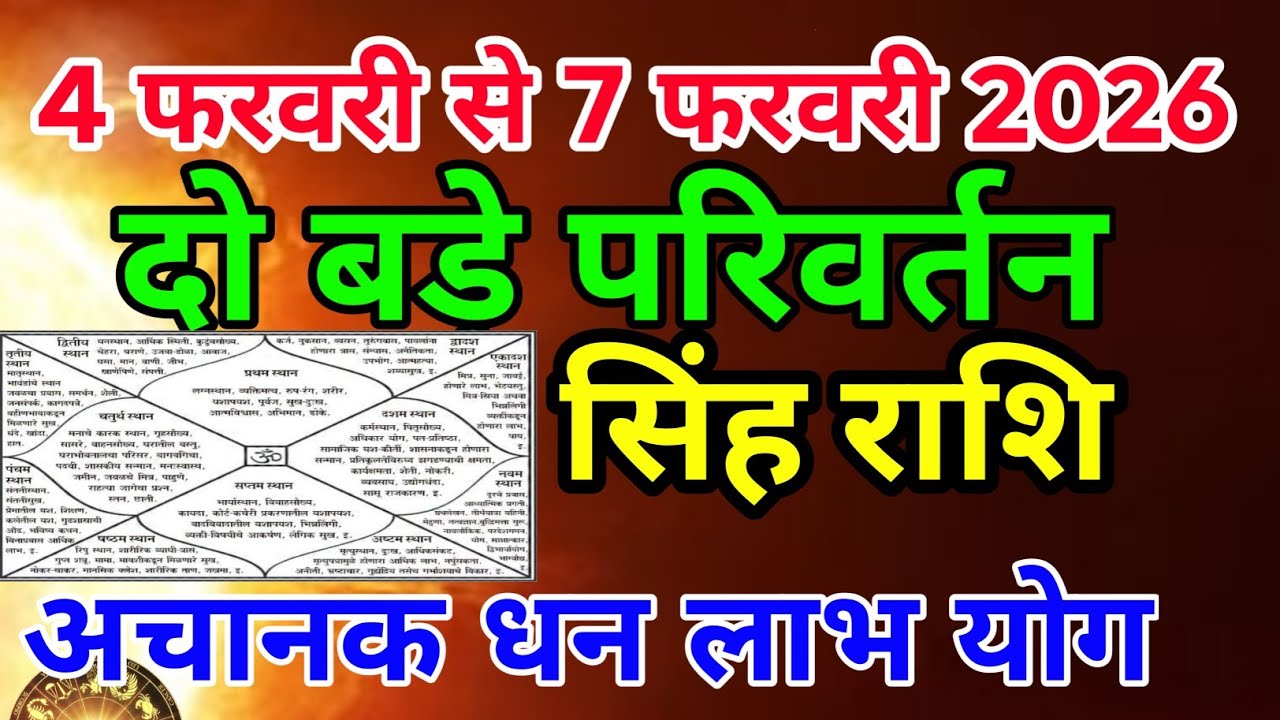 सिंह राशि वालों 4 फरवरी से 6 फरवरी 2026 दो बड़े बदलाव.Singhrashi 